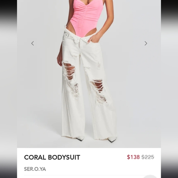 •Classy Chic• Neon Pink Bodysuit with spaghetti straps and ruched detailing NWOT - Picture 5 of 5